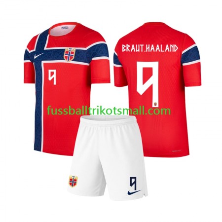 Fußballtrikots Norwegen Erling Haaland 9 World Cup Kinder 2026 Kurzarm Heimtrikotsatz kaufen
